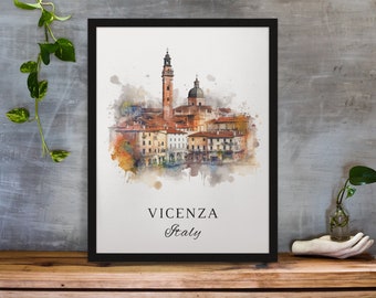 Vicenza Italy Art Print – Traditional Travel Poster, Custom Text