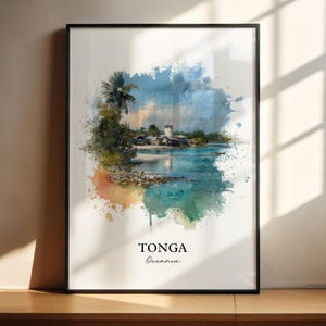 Tonga Wall Art, Tonga Print, Tonga Island Watercolor Art, Tonga Gift, Travel Print, Travel Poster, Housewarming Gift