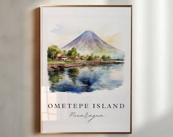 Ometepe Island Wand Kunst - Nicaragua, Ometepe Poster, Nicaragua See Hochzeitsgeschenk, Geburtstagsgeschenk, individueller Text, personalisiertes Geschenk