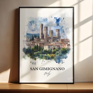 San Gimignano Wall Art, Tuscany Print, Italy Watercolor Art, San Gimignano Gift, Travel Print, Travel Poster, Housewarming Gift
