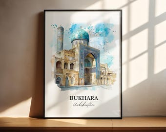 Bukhara Wall Art, Bukhara Print, Uzbekistan Watercolor Art, Bukhara Gift, Travel Print, Travel Poster, Housewarming Gift