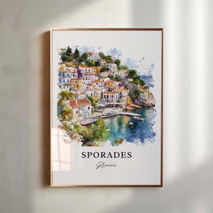 Sporades Islands Wall Art, Sporades Greece Print, Skopelos Watercolor Art, Skiathos Gift, Travel Print, Travel Poster, Housewarming Gift