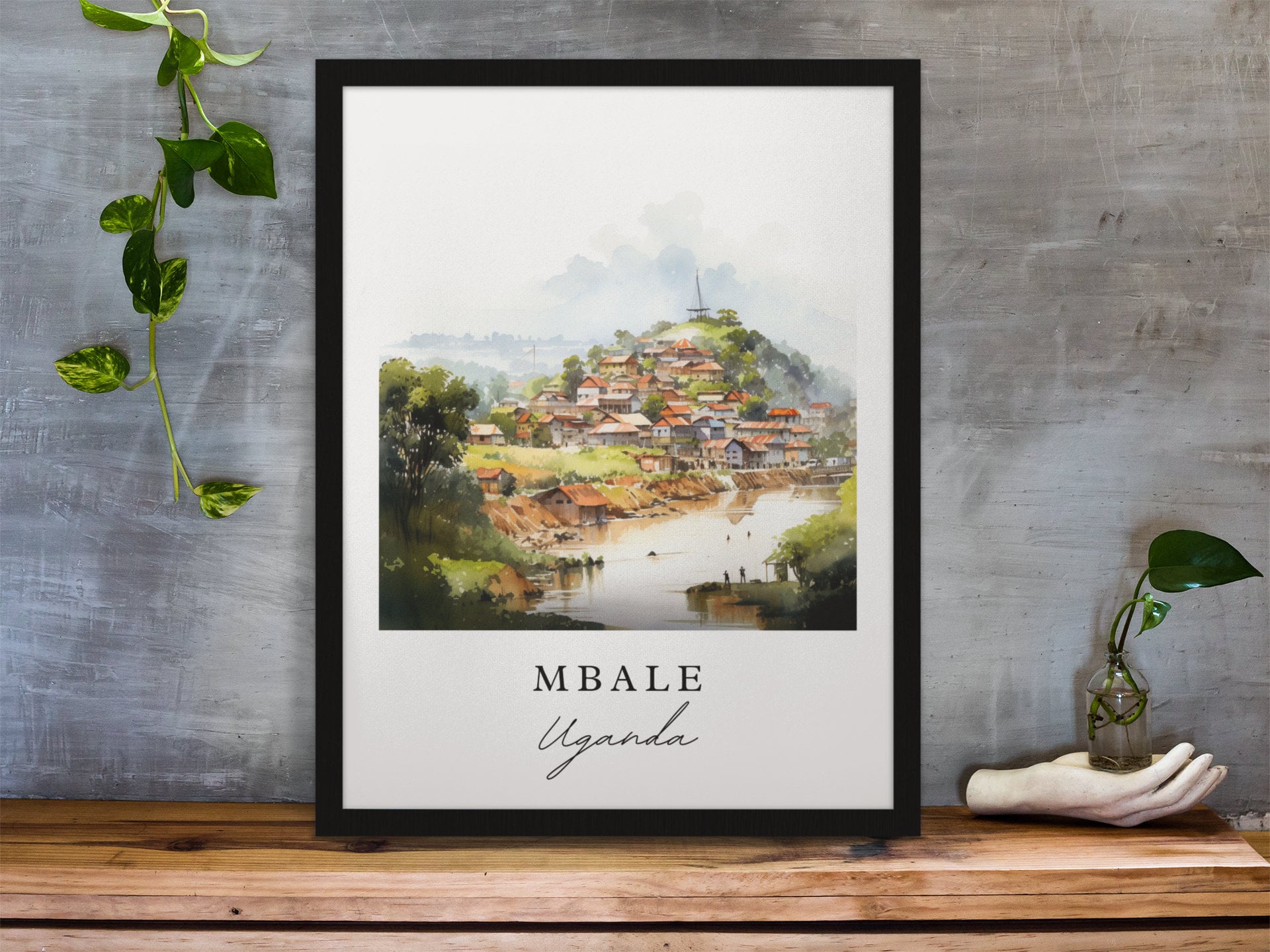 Mbale traditional travel art - Uganda, Mbale poster, Wedding gift, Birthday present, Custom Text, Personalized Gift