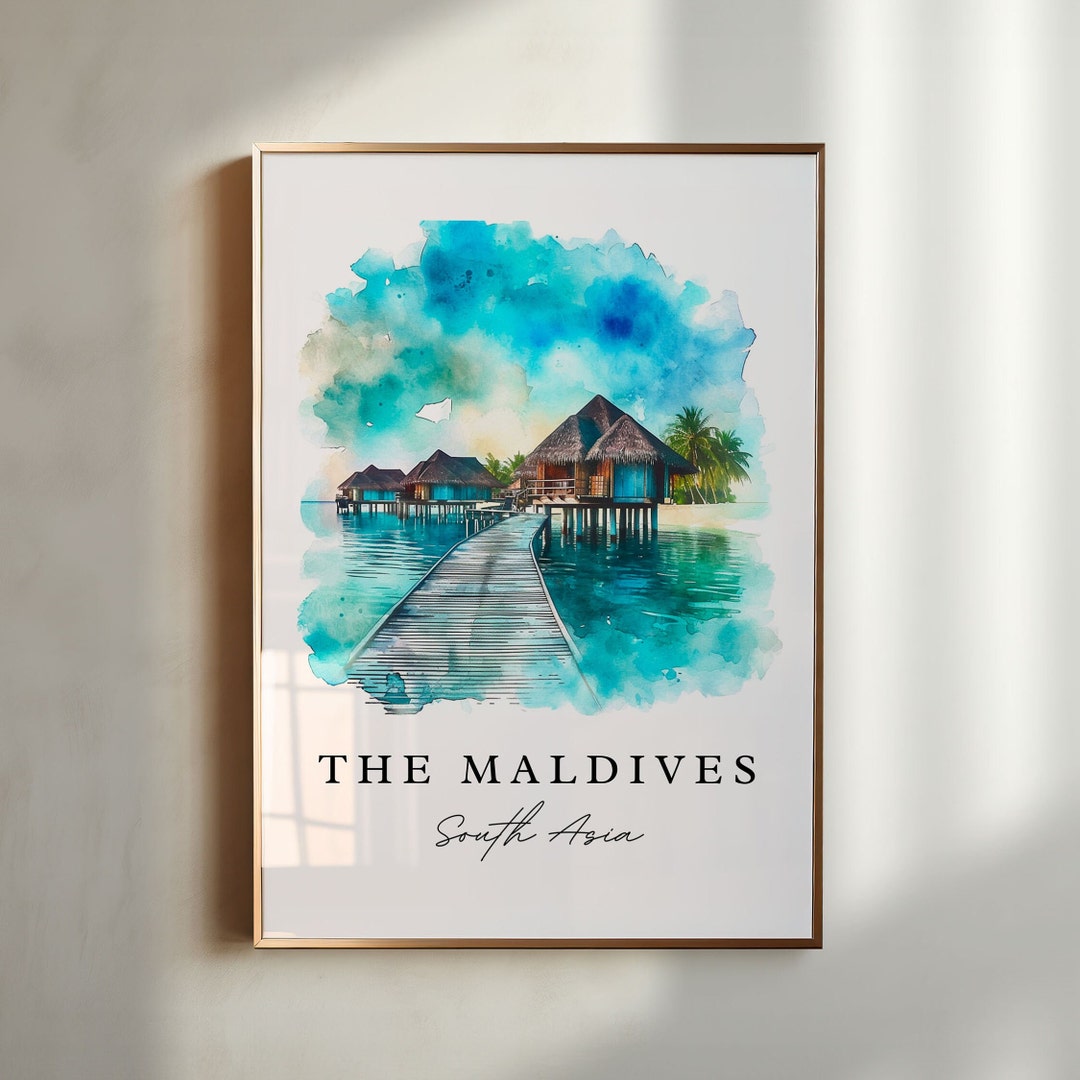 The Maldives Island Travel Art - South Asia, Maldives Print, Maldives ...