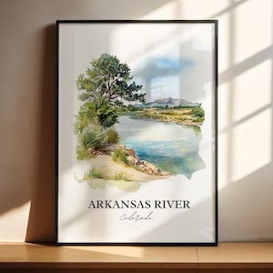 Arkansas River Wall Art, Colorado Print, Colorado Watercolor Art, Arkansas River Gift, Travel Print, Travel Poster, Housewarming Gift
