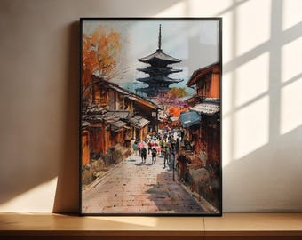 Kyoto Watercolor Art Kyoto Japan Travel Print Kyoto Japan Artwork Kyoto Decor Japan Wall Art