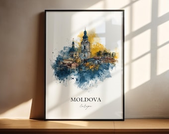 Moldova Wall Art, Moldova Print, Moldova Watercolor Art, Moldova Europe Gift, Travel Print, Travel Poster, Housewarming Gift
