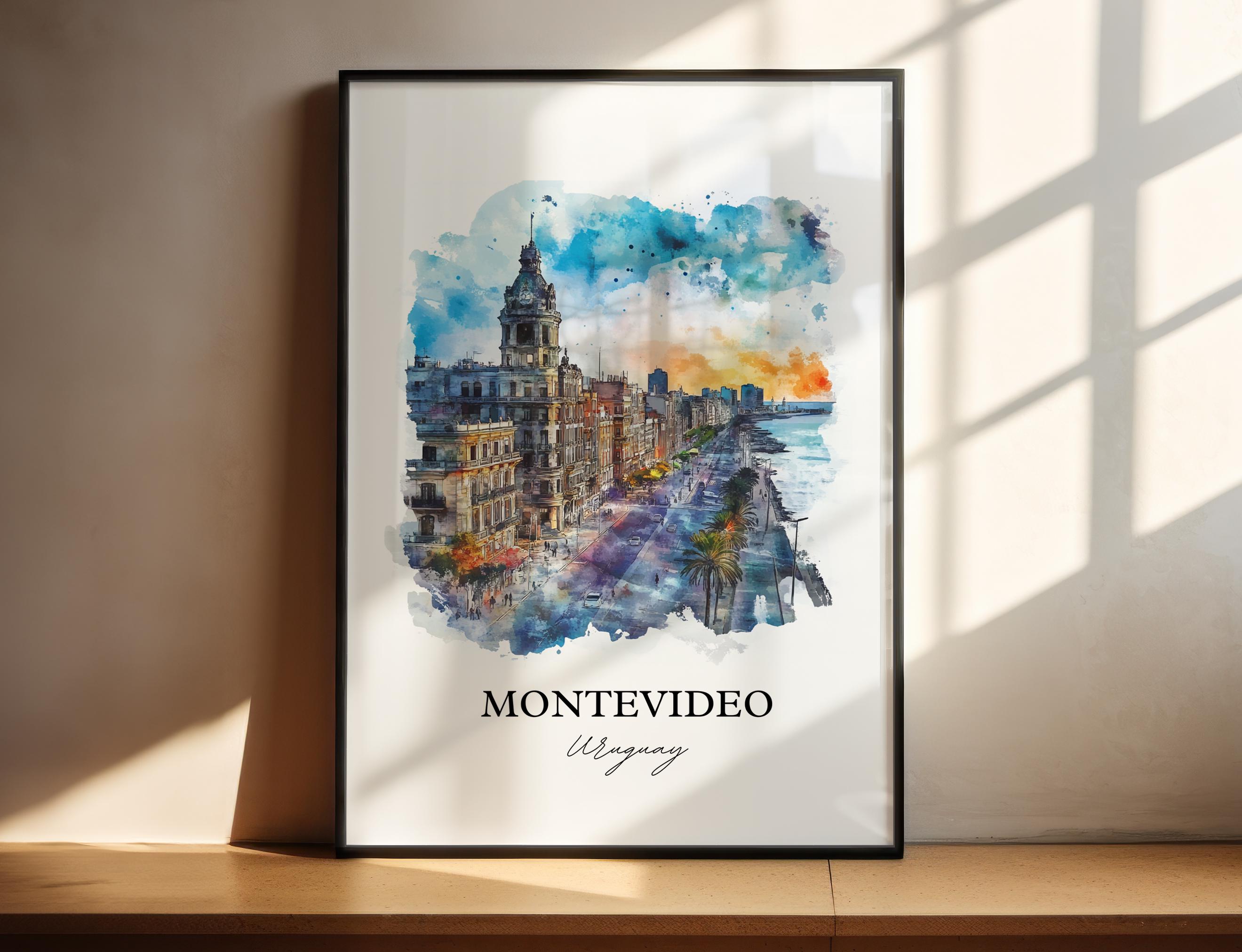 Montevideo Wall Art, Uruguay Print, Uruguay Watercolor Art, Montevideo Gift, Travel Print, Travel Poster, Housewarming Gift