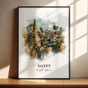 Egypt Wall Art, Egypt Print, North Africa Watercolor Art, Egypt Gift, Travel Print, Travel Poster, Housewarming Gift
