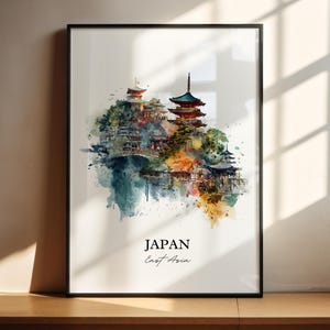 Japan Wall Art, Japan Print, Japan Watercolor Art, Japanese Gift, Travel Print, Travel Poster, Housewarming Gift