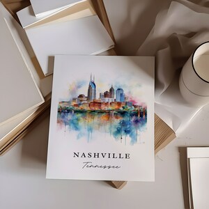 Nashville traditional travel art - Tennessee, Nashville poster, Wedding gift, Birthday present, Custom Text, Personalized Gift image 2