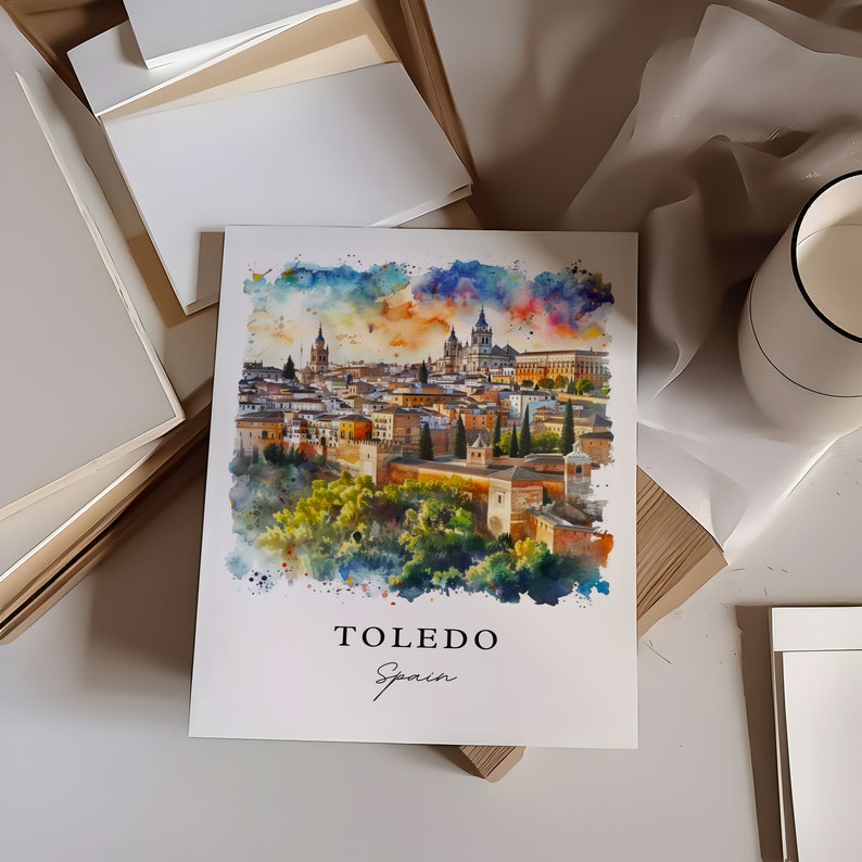 Lámina artística de Toledo, España, póster de viaje, regalo de inauguración de casa imagen 2