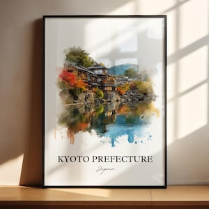 Kyoto Wall Art, Kyoto Prefecture Print, Kyoto Watercolor Art, Kyoto Japan Gift, Japan Travel Print, Travel Poster, Housewarming Gift