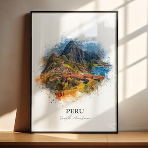 Peru Wall Art, Peru Print, Peru Watercolor Art, Peru Country Gift, Travel Print, Travel Poster, Housewarming Gift