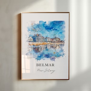 Belmar NJ Wall Art, Belmar Print, Belmar Watercolor, Jersey Shore Gift, Travel Poster, Housewarming Gift