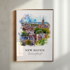 Art mural New Haven CT, impression New Haven, art mural Connecticut, cadeau New Haven, impression voyage, affiche de voyage, cadeau de voyage, cadeau de pendaison de crémaillère
