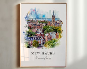 New Haven CT Wall Art, New Haven Print, Connecticut Wall Art, New Haven Gift, Travel Print, Travel Poster, Travel Gift, Housewarming Gift