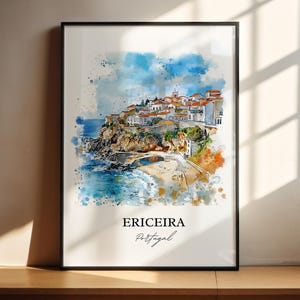 Ericeira Wall Art, Lisbon Print, Portugal Watercolor Art, Ericeira Gift, Travel Print, Travel Poster, Housewarming Gift