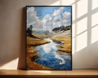 Yellowstone National Park Watercolor Print, Archival Quality