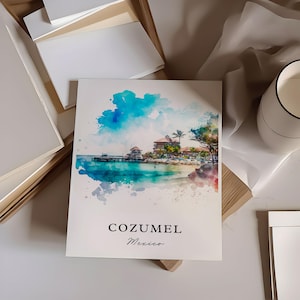 Cozumel MX kunst aan de muur - Mexico, Cozumel poster, Cozumel huwelijkscadeau, Cozumel Island verjaardagscadeau, aangepaste tekst, gepersonaliseerd cadeau