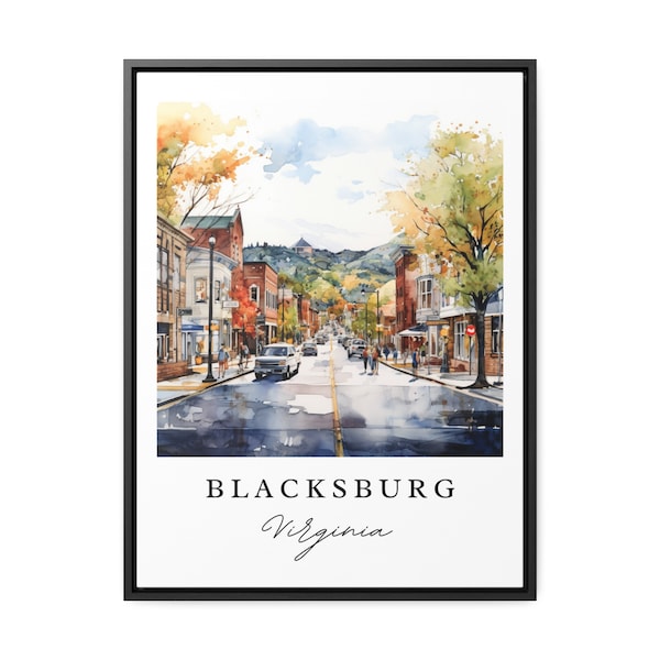 Blacksburg travel art - Virginia, Blacksburg Virginia Tech poster print, Wedding gift, Birthday present, Custom Text, Perfect Gift