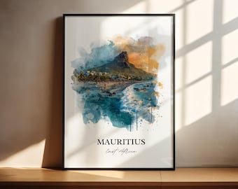 Mauritius Wall Art, Mauritius Print, Mauritius Watercolor Art, East Africa Gift, Travel Print, Travel Poster, Housewarming Gift