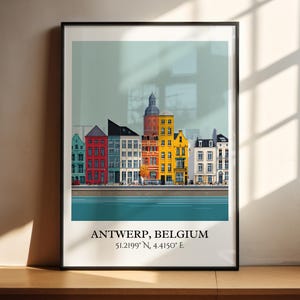 Antwerp Art, Antwerp Retro Travel Art, Antwerp Home Decor, Antwerp Gift, Belgium Travel Art, Travel Prints, Housewarming Gift
