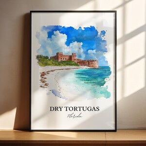 Dry Tortugas FL Wall Art, FL Keys Print, Florida Watercolor Art, Dry Tortugas National Park, Travel Print, Travel Poster, Housewarming Gift