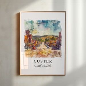 Custer South Dakota Wandkunst, Custer SD Druck, Custer Aquarell, Mount Rushmore Geschenk, Reiseplakat, Housewarming Geschenk