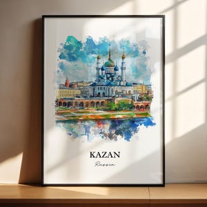 Kazan Russia Wall Art, Republic of Tatarstan Print, Russia Watercolor Art, Kazan Russia Gift, Travel Print, Travel Poster, Housewarming Gift