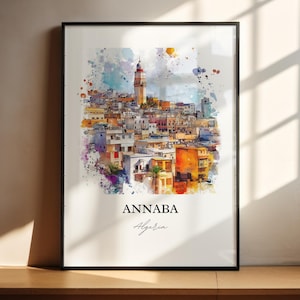 Annaba Wall Art, Annaba Algeria Print, Algeria Watercolor Art, Annaba Gift, Travel Print, Travel Poster, Housewarming Gift