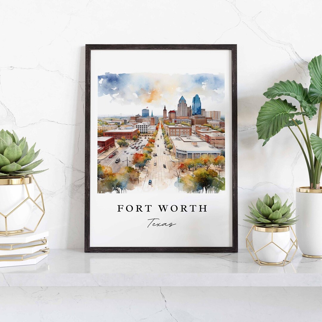 Fort Worth Texas Print – Watercolor Cityscape Art - Etsy