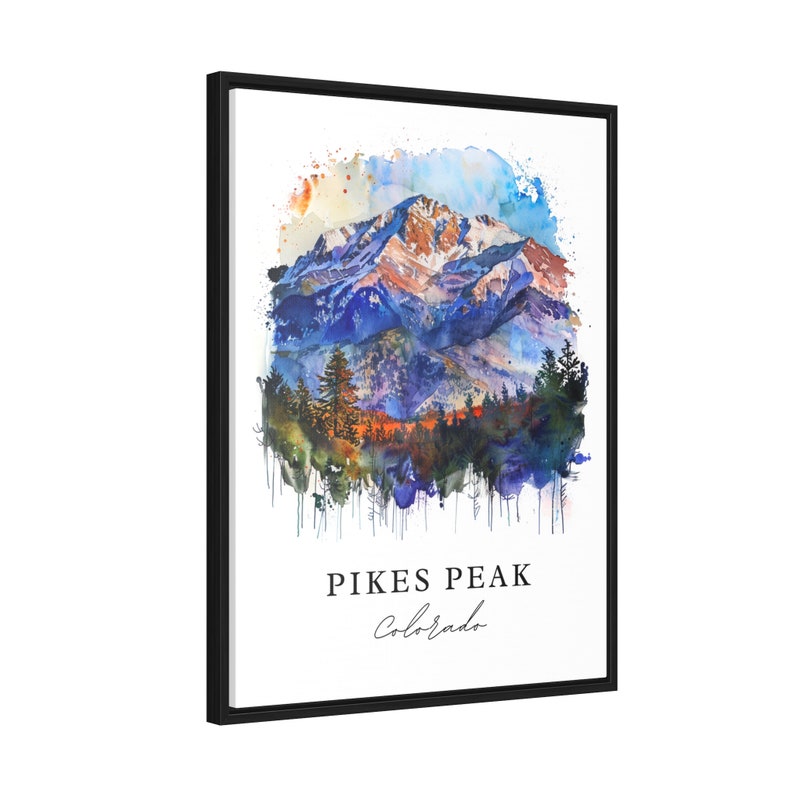 Impressão artística em aquarela de Pikes Peak, pôster de viagem para as montanhas do Colorado imagem 6