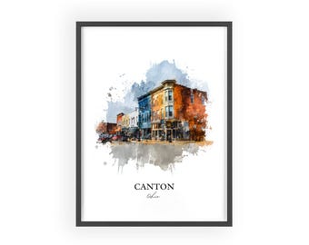 Canton OH Wall Art, Canton Print, Canton Watercolor Art, Canton Ohio Gift, Travel Print, Travel Poster, Housewarming Gift