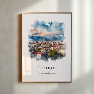 Skopje Macedonia wall art - Macedonia, Skopje print, Skopje Wedding gift, Skopje Birthday present, Custom Text, Perfect Gift
