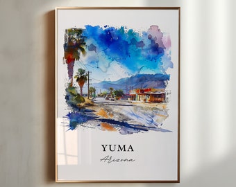 Yuma Arizona Wall Art, Yuma AZ Print, Yuma Watercolor, Yuma Arizona Gift, Travel Poster, Housewarming Gift