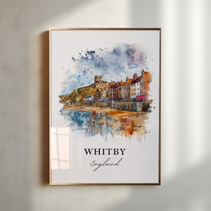 Whitby England Wall Art, Whitby Print, Yorkshire Coast Watercolor, Whitby England Gift, Travel Poster, Housewarming Gift
