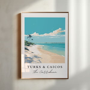Turks und Caicos Wand Kunst - Karibik, Turks und Caicos Poster, Hochzeitsgeschenk, Geburtstagsgeschenk, individueller Text, personalisiertes Geschenk