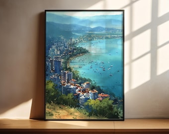 Florianópolis Watercolor Art Brazil Travel Print Brazil Artwork Florianopolis Beach Decor Florianópolis Wall Art