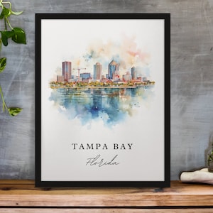 Sztuka tradycyjna Tampa Bay - Floryda, plakat Tampa, prezent ślubny, prezent urodzinowy, spersonalizowany tekst, spersonalizowany prezent