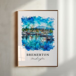 Bremerton WA Wandkunst, Bremerton Druck, Bremerton Aquarell, Bremerton Washington Geschenk, Reiseplakat, Housewarming Geschenk