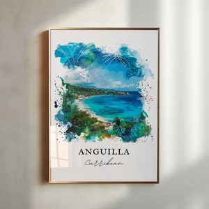Anguilla Wall Art, Anguilla Print, Anguilla Caribbean Watercolor, Anguilla Gift, Travel Poster, Housewarming Gift
