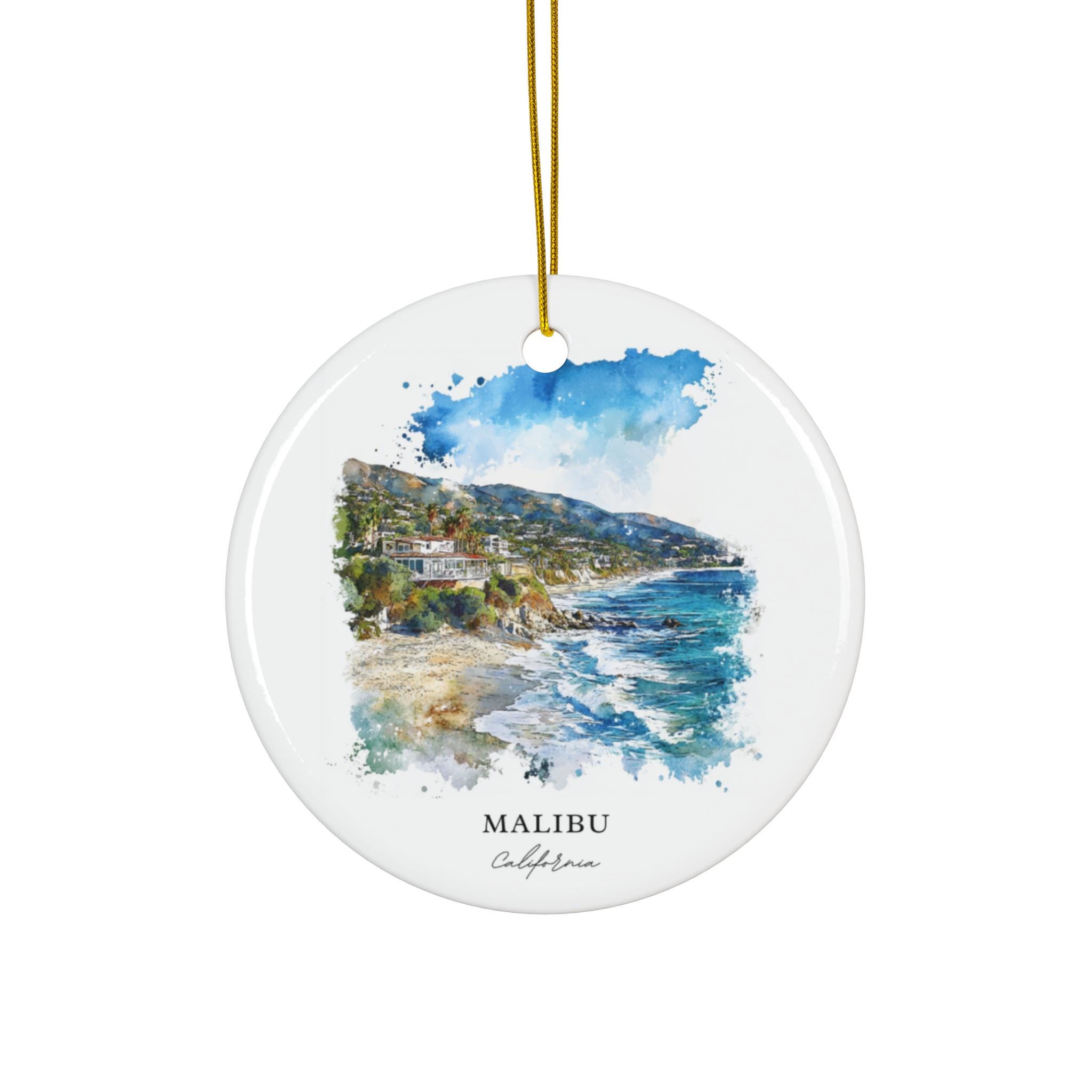 Enfeite de Malibu, CA: lembrança única de Malibu, decoração de Natal de Malibu e presente de Natal autêntico de Malibu, Los Angeles