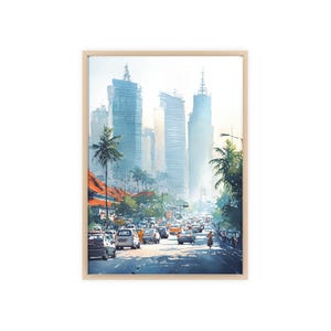 Jakarta Watercolor Art Jakarta Travel Print Jakarta Indonesia Artwork Jakarta Indonesia Decor Jakarta Wall Art image 7