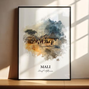 マリのウォールアート、マリのプリント、マリの水彩画、マリのアフリカギフト、旅行プリント、旅行ポスター、新築祝いギフト