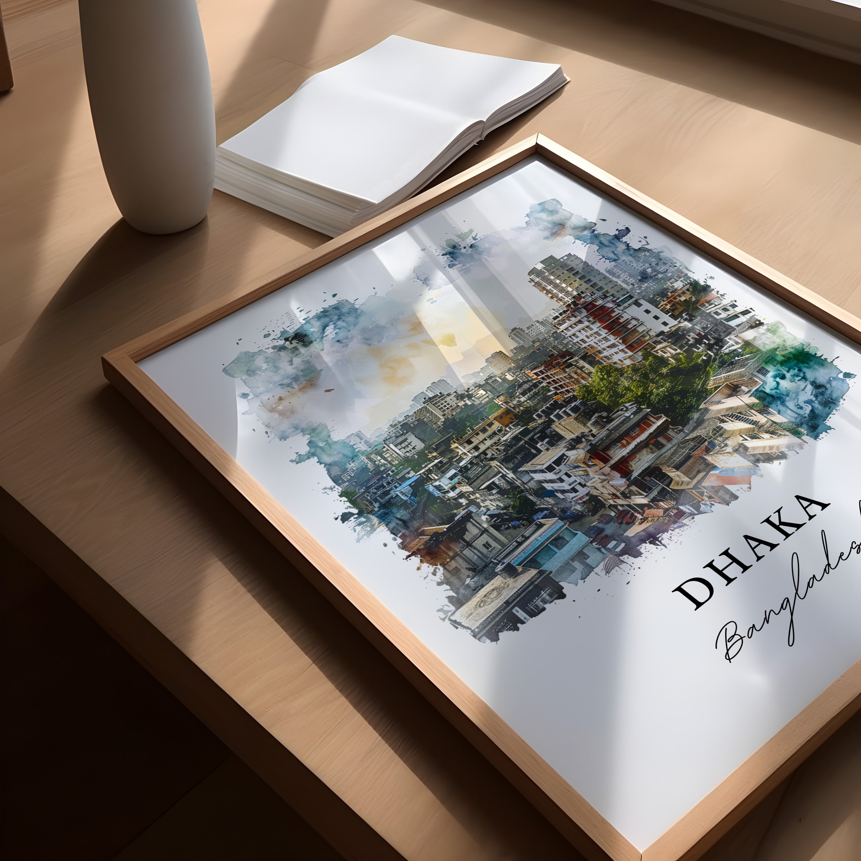 Dhaka Wall Art, Dhaka Bangladesh Print, Bangladesh Watercolor, Dhaka ...
