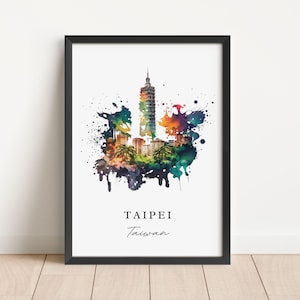 Kunst aan de muur Taipei Taiwan - Taiwan, poster Taipei, huwelijkscadeau Taipei, verjaardagscadeau Taipei Taiwan, aangepaste tekst, gepersonaliseerd cadeau