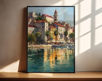 Split Croatia Watercolor Art Split Travel Print Split Croatia Artwork Split Beach Decor Croatian Wall Art