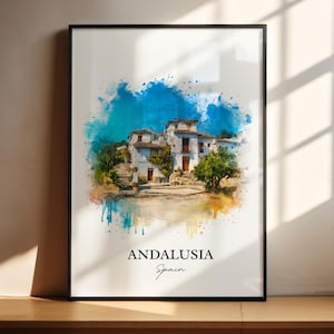 Andalusia Wall Art, Andalusia Spain Print, Spain Watercolor Art, Andalusia Gift, Andalusia Travel Print, Travel Poster, Housewarming Gift
