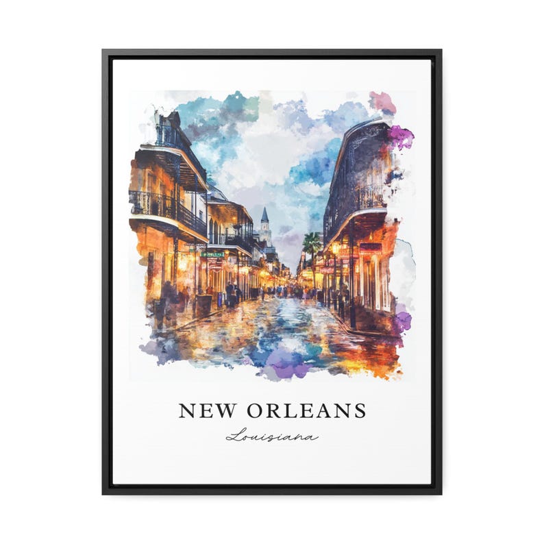 Arte mural de Nueva Orleans, impresión de Nueva Orleans, acuarela de Nueva Orleans, regalo de Bourbon Street, póster de viaje, regalo de inauguración de la casa imagen 6